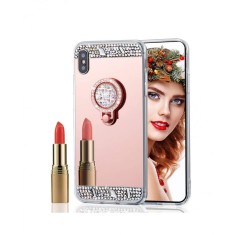 Husa silicon oglinda , inel si pietricele Samsung Galaxy A10 , Roz