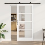 Ușa glisantă vidaXL cu set de hardware &#039;ORKDAL&#039;Lemn solid alb &amp; sticlă
