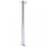 Coloană Apă Grădină vidaXL 40cm, Oțel Inoxidabil, Argintiu, cu Robinet, Bază Stabilă, C&acirc;rlig Furtun
