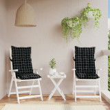 VidaXL Perne scaun cu spătar &icirc;nalt, 2 buc. negru carouri textil oxford