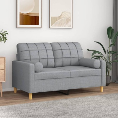 Gossi canapea cu 2 locuri cu pernute, gri deschis, 120 cm, textil foto