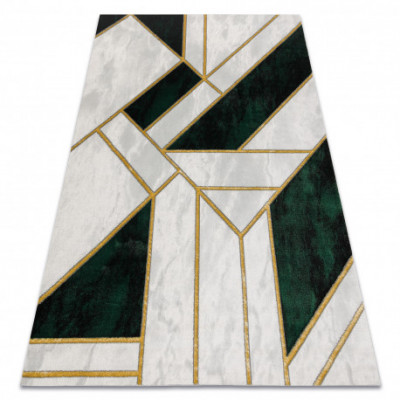 Exclusiv EMERALD covor 1015 glamour, stilat, marmură, geometric sticla verde / aur, 80x150 cm foto