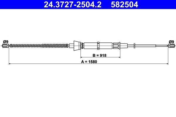 ATE 24.3727-2504.2 Cablu, frana de parcare