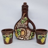 Carafa si pahare portelan, ceramica - Suvenir BULGARIA