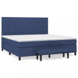 Cumpara ieftin Pat box spring cu saltea, albastru, 200x200 cm, textil