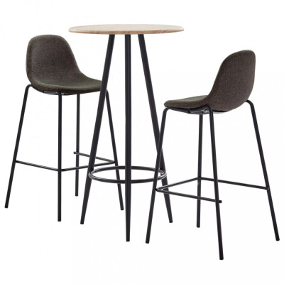 Set mobilier de bar, 3 piese, gri &amp;icirc;nchis, material textil foto