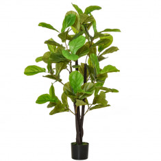 Ficus Artificial 130cm de Interior si Exterior, Planta Artificiala cu efect Realist cu 78 de Frunze HOMCOM | Aosom RO