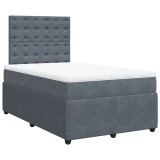 Cumpara ieftin Pat box spring cu saltea, gri inchis, 120x190 cm, catifea