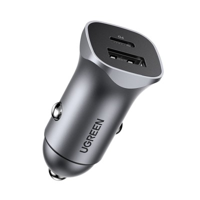 Incarcator auto tip C, USB 18W Ugreen, argintiu, 30780 foto