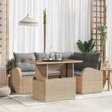 vidaXL Set dining grădină cu perne Bej Răchită PE Acacia