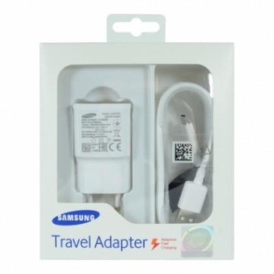 Incarcator retea cu Cablu de Date MicroUSB Samsung EP-TA20EWEUGWW Fast Charging alb Original Blister foto