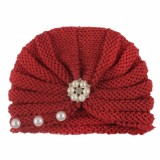 Caciulita crosetata tip turban cu perlute si strasuri (Marime Disponibila: 6-9