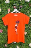 Cumpara ieftin Tricou Orange din Bumbac Cu Imprimeu Lovers