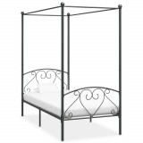 Cadru de pat cu baldachin, gri, 100 x 200 cm, metal GartenMobel Dekor, vidaXL