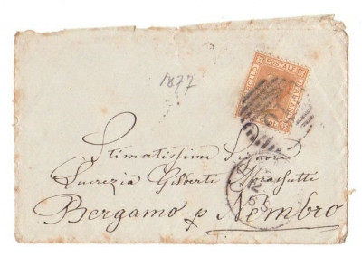 Italy 1877 Postal History Rare Cover Bergamo D.142 foto