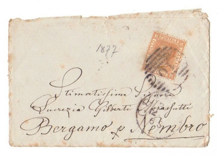 Italy 1877 Postal History Rare Cover Bergamo D.142