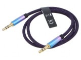 Cablu audio Jack 3,5mm aurit, 0,5m, mufe din ambele părţi, Vention