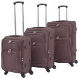 vidaXL Set trolere din material textil, 3 piese, cafeniu