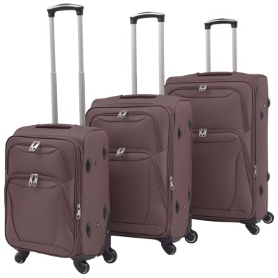 vidaXL Set trolere din material textil, 3 piese, cafeniu foto