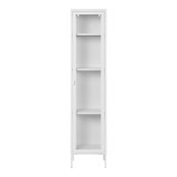 Cumpara ieftin Vitrină &icirc;ngustă Brisbane, 1 ușă de sticlă, oțel, alb 40x35x180 cm