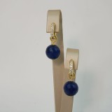 Cumpara ieftin Cercei Argint 925 placat aur, agat albastru safir, Harmony, 3cm, detasabili, Made in Italy