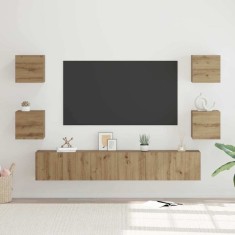 vidaXL Set comodă TV Pe perete Altele 7 pcs stejar artizanal 60 x 30 x 30 cm