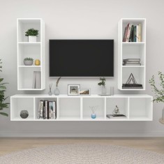 vidaXL Dulapuri TV suspendate, 4 buc. alb, lemn prelucrat 3079880