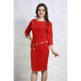 Rochie accesorizata cu nasturi si fusta petrecuta culoare rosie - 38Marimea