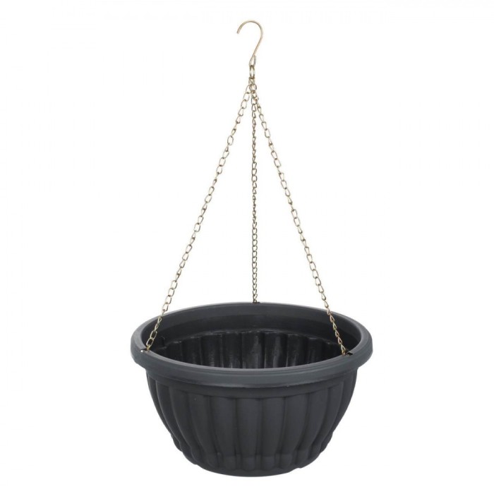 Ghiveci Flori Suspendat, Plastic, Gri, Diametru 30 cm