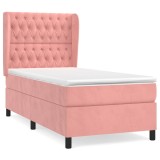 Cumpara ieftin Pat box spring cu saltea, roz, 80x200 cm, catifea