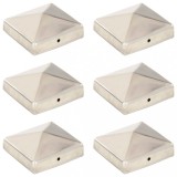 vidaXL Capace st&acirc;lpi de gard piramidă 6 buc. 81x81 mm oțel inoxidabil 145486