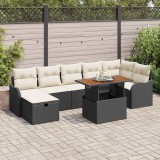 vidaXL Set de canapele de grădină , format din 8 piese, cu perne din rattan policolor negru.