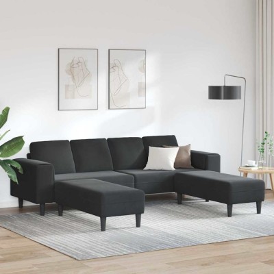 vidaXL Set de canapea Negru Catifea 3335127 foto
