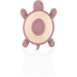 Zopa Silicone Wooden Teether Turtle jucărie pentru dentiție 0 m+ Old Pink 1 buc