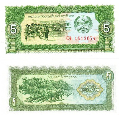 Laos 5 Kip 1979 P-26 UNC foto