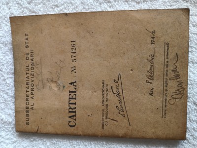 carnet de cartele pentru cumpararea de produse alimentare si imbracaminte anul 1944 , Romania ,perioada celui de al doilea razboi mondial foto