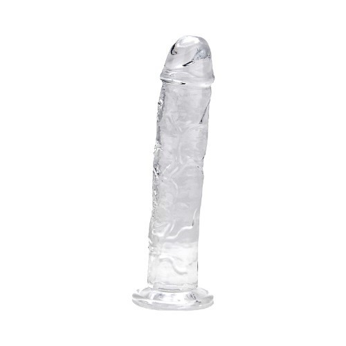 Realiste simple - Loving Joy 24 cm Dildo Transparent Aspect Realist Membru cu Vene in Relief Ventuza de Suctiune
