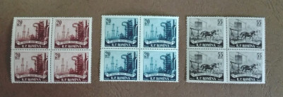 TIMBRE ROMANIA MNH LP442/1957 CENTENAR IND. PETROLIERE ROMANE BLOC DE 4 TIMBRE foto