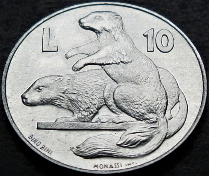 Moneda 10 LIRE - SAN MARINO, anul 1975 *cod 4360 B = UNC / MARMOTA