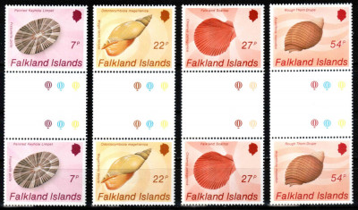 Falkland 1986, Mi #440-443**, fauna marina, scoici, cochilii, MNH! Cota 36 &amp;euro;! foto