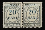 ROMANIA 1911 TAXE DE PLATA CU INSCRIPTIA ROMANIA PSEUDOFILIGRAN PR EMISIUNEA a II-a PERECHE 20 BANI TIP I+TIP II LIPSA GUMA