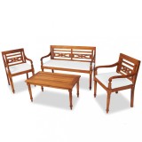 Cumpara ieftin Set mobilier de grădină cu perne, 4 piese, lemn masiv de tec