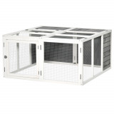 PawHut Adăpost pentru Iepuri pentru Exterior și Interior, Cușcă pentru 2-4 Iepuri din Lemn și Metal, 120x120x60 cm, Gri | Aosom Romania