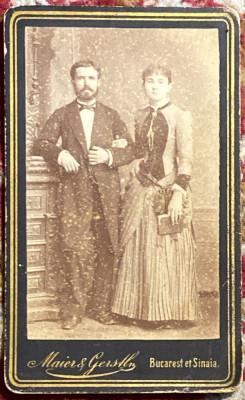 MAIER &amp;amp; GERSTL(BUCAREST et SINAIA)FOTO VECHE PE CARTON DATATA 14 Aprilie 1885 foto