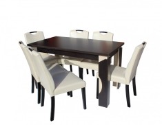 Set Masa Mario Cu 6 Scaune Tapitate RH6002C Crem foto