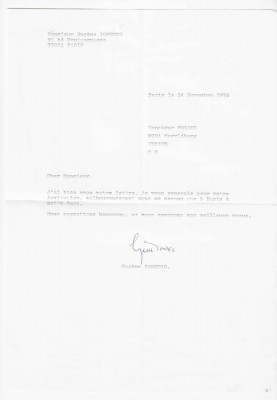 Eugen Ionescu-Scrisoare dactilografiata cu semnatura olografa a autorului-1978 foto