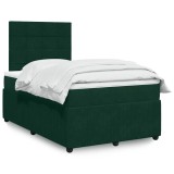 vidaXL Pat box spring cu saltea, verde &icirc;nchis, 120x190 cm, catifea 3294589