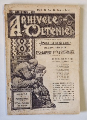 ARHIVELE OLTENIEI , SUB DIRECTIUNEA D-LOR DR. CH. LAUGIER SI PROF. C.D. FORTUNESCU ANUL IV , NR. 17, IANUARIE - FEBRUARIE , 1925 , COPERTA STATE REFAC foto