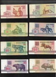 Set complet fauna Belarus 50k+1+3+5+10+25+50+100 ruble cateva rare 1992, Europa