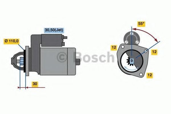 Starter VW LT II bus (2DB, 2DE, 2DK) (1996 - 2006) BOSCH 0 986 023 860